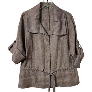 Nurture 100% Linen Boho Layering‎ Jacket with Roll-Up Sleeve Women's Size 12